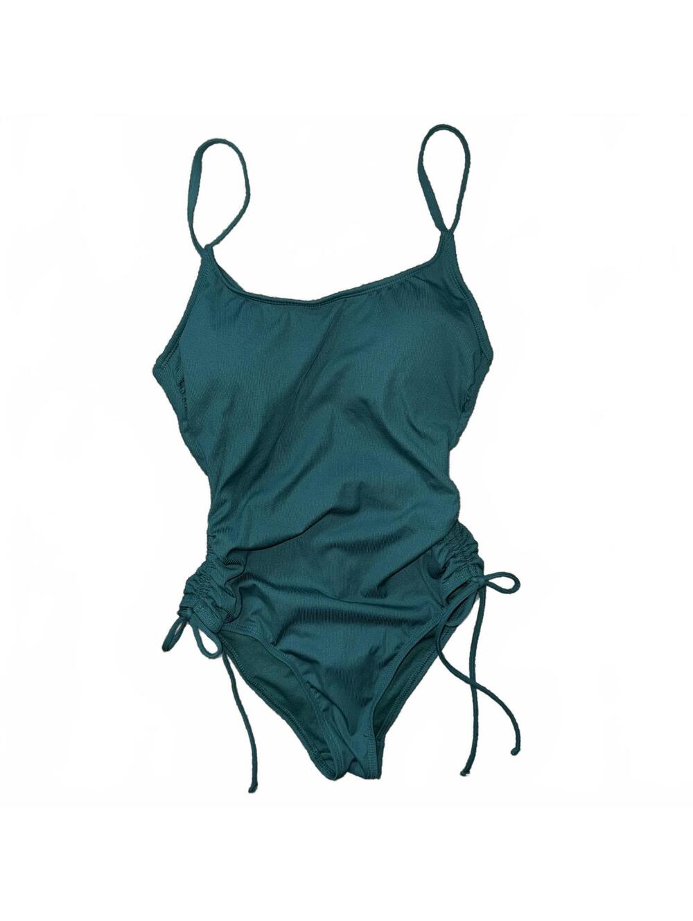 Shade & Shore One Piece Swimsuit Women's XS Dark Teal Ruched Sides NWT